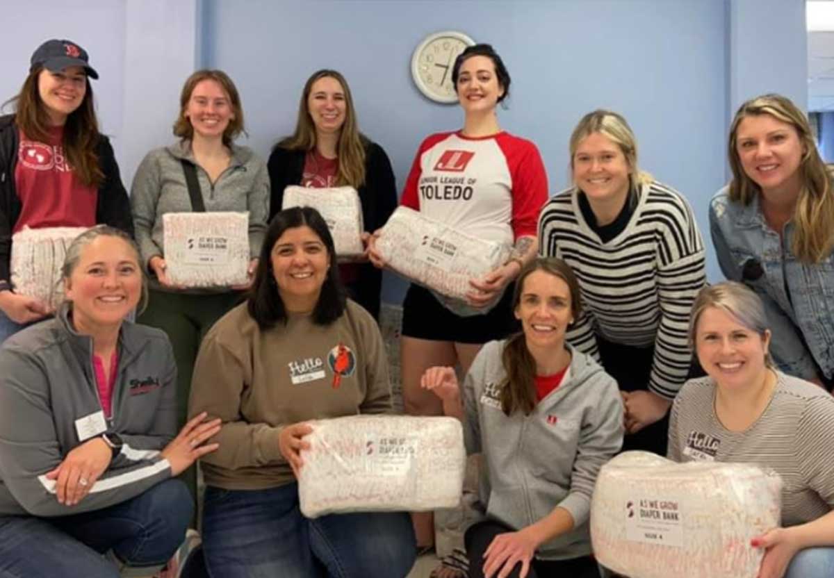 A group of Junior League of Toledo members at a diaper pack